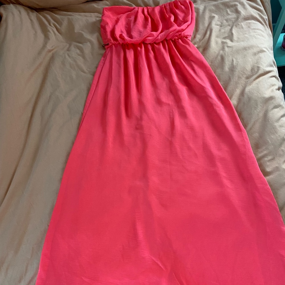 Hot pink sleeveless maxi dress